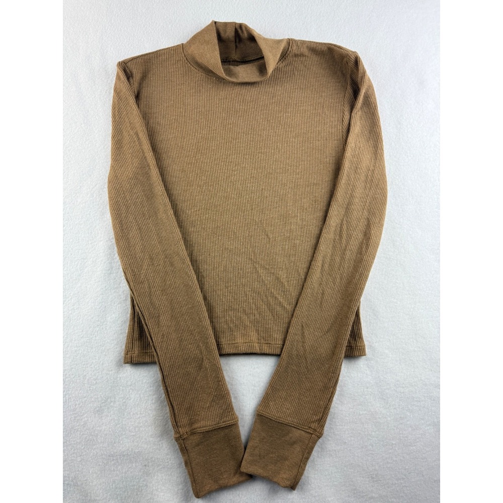 American Eagle Brown Ribbed Mock Turtleneck Long Sleeve Top Women M
